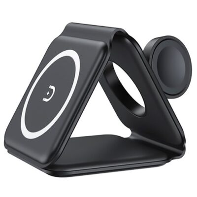 15W Portable 3-in-1 Magnetic Wireless Charger Black
