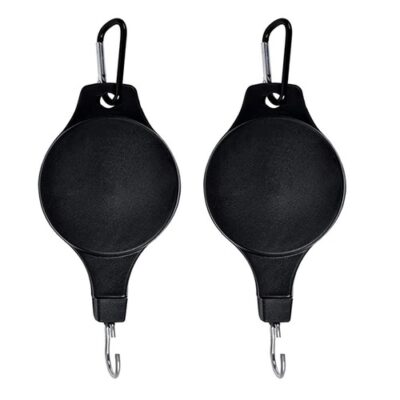 2pcs Retractable Plant Hook Pulley Hanger Black