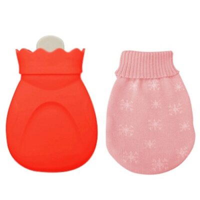 310ml Silicone Hot Water Bag with Knitted Cover Red