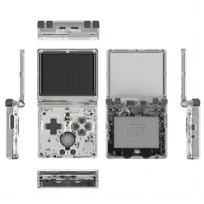 ANBERNIC RG35XXSP Flip Game Console Transparent White