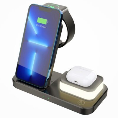C500 Foldable 3-in1 Wireless Charger with Night Light Black