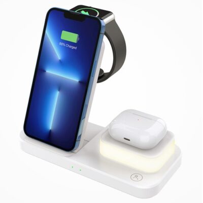 C500 Foldable 3-in1 Wireless Charger with Night Light White