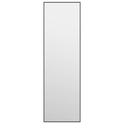 Door Mirror Black 30x100 cm Glass and Aluminium