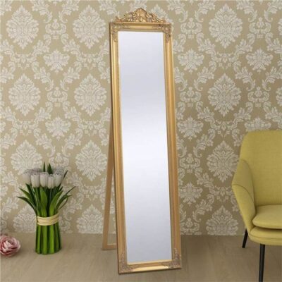 Free-Standing Mirror Baroque Style 160x40 cm Gold