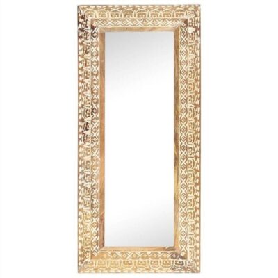 Hand-Carved Mirror 110x50x11 cm Solid Mango Wood