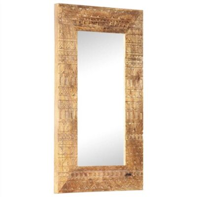 Hand-Carved Mirror 80x50x11 cm Solid Mango Wood
