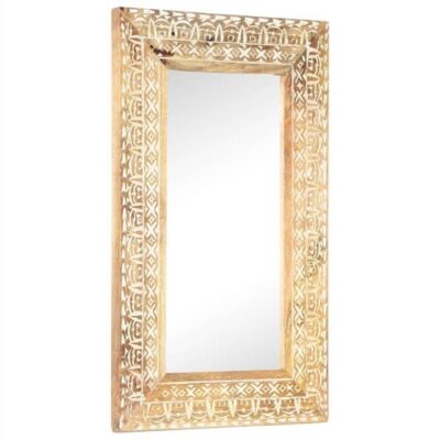 Hand-Carved Mirror 80x50x11 cm Solid Mango Wood