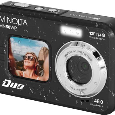 Minolta - Duo MN50WP 48.0 Megapixel Waterproof 5K Video Digital Camera with Dual LCD - Black