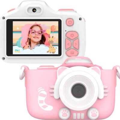 MyFirst - Camera 3 - Digital Camera for Kids with Extra Selfie Lens 16MP HD Video, Selfie Lens, Shockproof Case, microSD - Pink