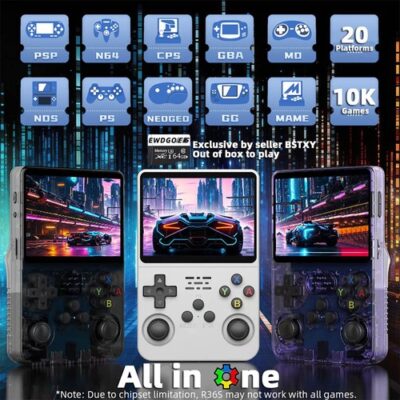 R36S Handheld Game Console 64GB - White