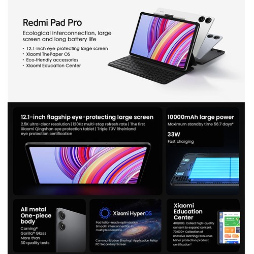 Redmi Pad Pro Tablet Keyboard Set 12.1-inch Tablet 8+128GB Green