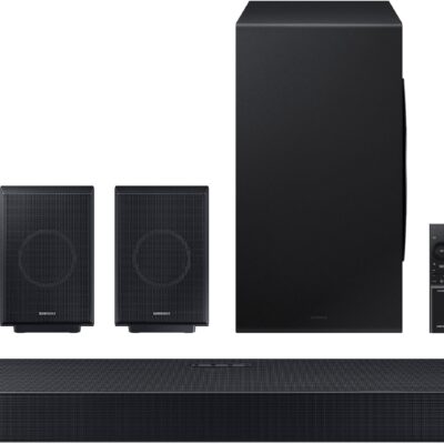 Samsung - Q-series 11.1.4 ch. Wireless Dolby Atmos Soundbar + Rear Speakers w/ Q-Symphony - Titan Black