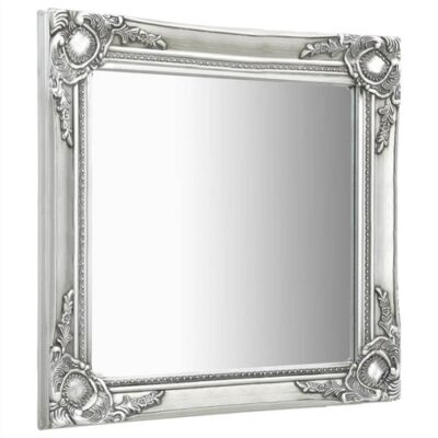 Wall Mirror Baroque Style 60x60 cm Silver
