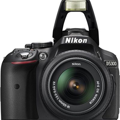 Nikon D5300 Digital SLR Camera with 18-55mm VR Lens Kit - Black (24.2 MP) 3.2 inch LCD with Wi-Fi and GPS (Renewed)