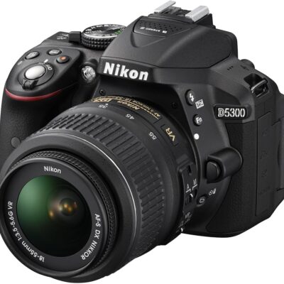 Nikon D5300 Digital SLR Camera with 18-55mm VR Lens Kit - Black (24.2 MP) 3.2 inch LCD with Wi-Fi and GPS (Renewed)
